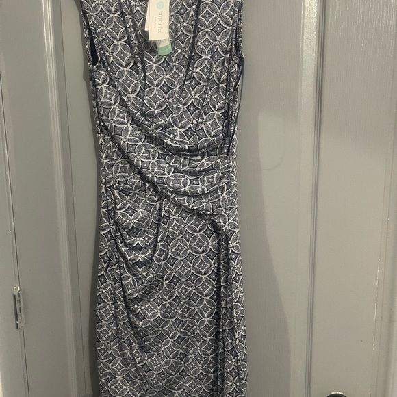Kut from the Kloth Black and White Ruched Sheath Midi Dress - Picture 1 of 3